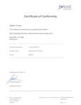 Certificate of Conformity for Kest Technology O-ring, EPDM material, FDA compliant, USP Class VI certified.