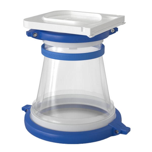 Product Image of the Ezi-Flow™ CSV Flexible Adaptor Chute component with transparent conical section and White connection rings for GMP powder transfer