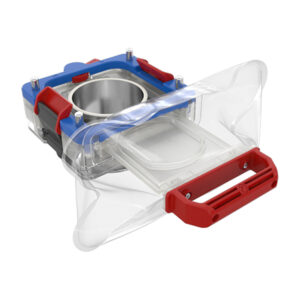 Side view of Ezi-Flow CSV MK4 valve in open position with visible containment sleeve and docking port
