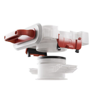 Side view of disassembled Ezi-Flow CSV MK5 for single-use for high-containment powder transfer