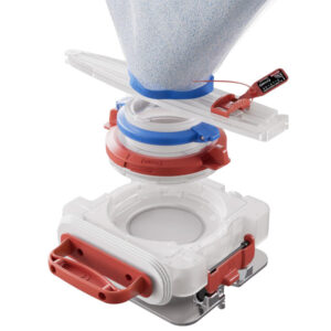 Ezi-Dock Ezi-Flow CSV MK5 contained transfer bag with clamp for high-containment powder handling in pharmaceutical manufacturing