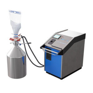 Ezi-Flow CSV VHP system connected to VHP generator and stainless steel vessel for sterile powder transfer