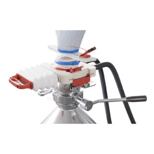 Ezi-Flow CSV VHP system with chargebag and butterfly valve connected to vessel during sterile transfer
