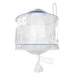 Right side view product image of of Ezi-Flow single-use liner containment system with tapered bottom and controlled discharge tube for sterile pharmaceutical manufacturing and worker cross-contamination prevention